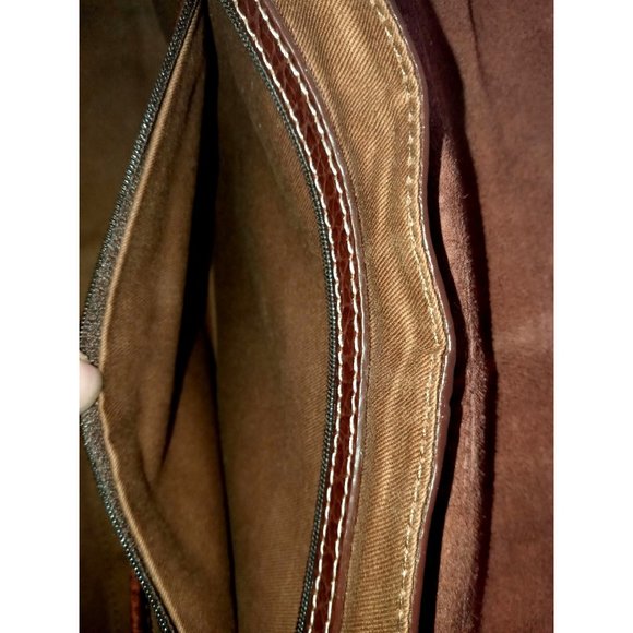 Cynthia Rowley Bag, Trapezoid Top Handle Purse, Brown Leather Handbag, Textured - Picture 9 of 10